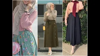 Skirt hijab outfit ।। hijab style with skirt idea for girls ।। New skirt hijab collection ।।