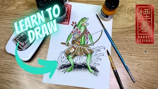 How to draw a samurai Frog (Traditional Japanese tattoo)