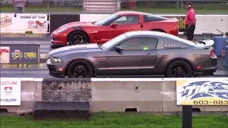 Corvette C6 Grand Sport vs S197 Mustang GT 1/4 Mile Drag Races