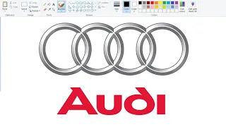 How to draw AUDI Logo | Drawing AUDI Car Logo step by step on computer | Famous Logo Drawing.