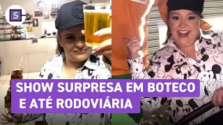 Maiara, da dupla com Maraisa, surpreende público e invade rodoviária e boteco com caixa de som