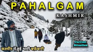 Pahalgam Kashmir | कश्मीर में हुई भारी बर्फ़बारी | Pahalgam Snowfall Today | Snowfall in Kashmir
