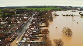 Drone Footage Shows Effects of Storm Bella Flooding in Bedfordshire