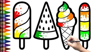 Ice Cream Drawing | How to Draw a cute ice cream with Colour easy step by step drawing for beginner