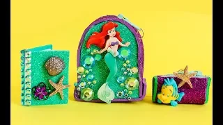 Miniature Ariel School Supplies DIY - Little Mermaid Backpack - Liquid Pen - Pencil Case