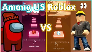 Tiles Hop - Among US Theme Song (BB GOAT) VS Roblox Song | V Gamer