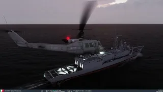 DCS - UH-1H Huey - landing on a frigate - bad weather