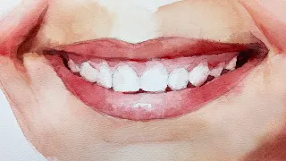 Watercolor of a Smiling Girl Lesson 10 - Painting of a Mouth