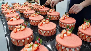 French style dessert!! giant strawberry macaron cake / korean street food
