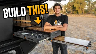 Building a DIY slide-out kitchen in my new canopy setup!