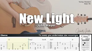New Light - John Mayer | Fingerstyle Guitar | TAB + Chords + Lyrics