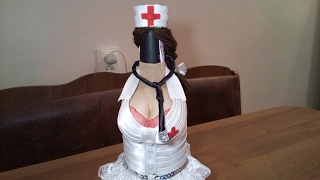 Декор бутылки с грудью "Медсестра-похметолог".Универсальный подарок для мужчин на любой праздник.