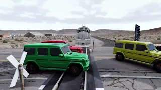 Double Flatbed Truck vs Tractors| Train vs Cars | Container Truck | BeamNG.Drive #941