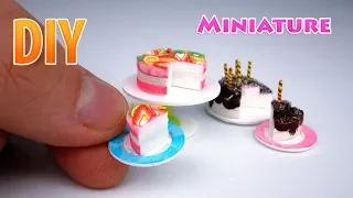 DIY How To Make A Mini Chocolate Birthday Cake for Barbie Miniatures | DollHouse