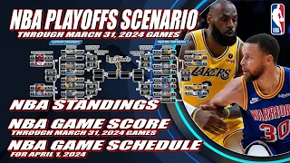 NBA STANDINGS TODAY as of MARCH 31, 2024, NBA SCORE TODAY, NBA GAME SCHEDULE, NBA GAMES TODAY