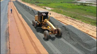 Full Proccessing Motor Grader Operating Technique Cutting And Spreading Build Foundation Road