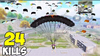 BEST LANDING in MILITARY BASE | 24 KILLS SOLO VS SQUAD | PUBG Mobile