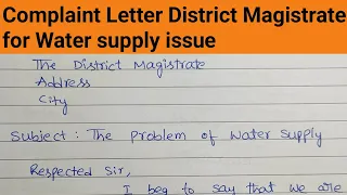 Letter to District Magistrate For Water Supply Problem/Application to D.M/Water supply issues/letter