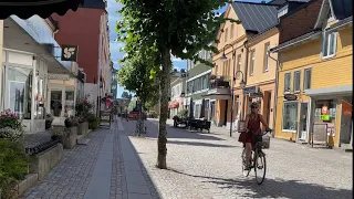 Sweden Walks: Katrineholm. Summer walk through sleepy Swedish small town. 4K, natural sound