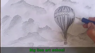 How to draw a hot Air Balloon and Draw Clouds art#tektok#schoolart