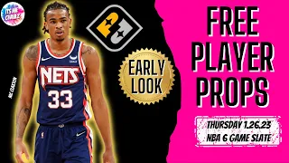 FREE PRIZEPICKS 1/26/23 🏀 NBA PLAYER PROPS EARLY LOOK #playerprops