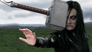 Hela but fails to catch Thor's Hammer
