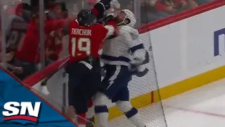 Matthew Tkachuk Slashes Nikita Kucherov And Picks Up Second Penalty Roughing After Whistle