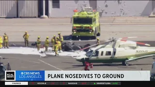 Two dead after plane nosedives, slams into ground at Van Nuys Airport