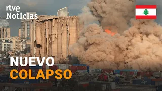 BEIRUT: Se DERRUMBA la CARA NORTE de los SILOS, símbolo de la EXPLOSIÓN de 2020 | RTVE Noticias