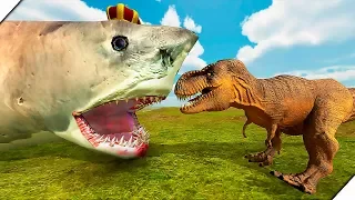 КОРОЛЕВСКАЯ АКУЛА МЕГАЛОДОН ПРОТИВ ДИНОЗАВРОВ - Игра Beast Battle Simulator  Битва динозавров