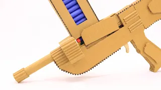 How to Make Fully Automatic NERF Assault Rifle from Cardboard that SHOOTS