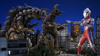 Ultraman Tiga vs Super Alien Hipporit, King Goldras & Silvergon Fight Scene