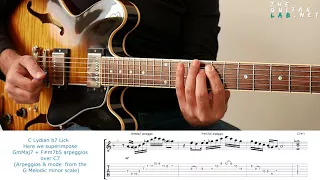 Superimposing Arpeggios - Lydian b7 Lick - TheGuitarLab.net -