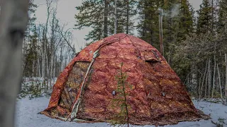 THE RED-HOT SNOW TENT. ALONE AND HAPPY