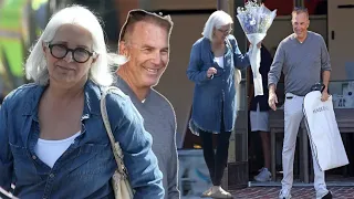 Kevin Costner buys a gift for his ex-wife Cindy Silva's Birthday, looking happy and smiling as he sh