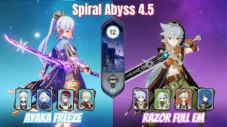 Ayaka Furina Freeze / Razor Thundering Furry 4.5 Spiral Abyss Floor 12 9Stars Genshin Impact【原神】