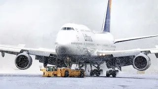 The Crazy Process of Starting Massive Frozen Aircraft During Snow Storm