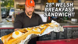 Meg's Viral 28-Inch Mega Welsh Breakfast Sandwich Challenge in Wales vs BeardMeatsFood's Record!!