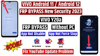 Vivo Y20a Frp Bypass | New Security 2024 (without pc) Fix YouTube update problem