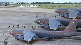 US Pilots Rush for their Massive 70 Year Old B-52s and Takeoff at Full Throttle