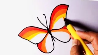 colourful butterfly marker drawing Rainbow butterfly drawing| butterfly drawing for kids| simpleart