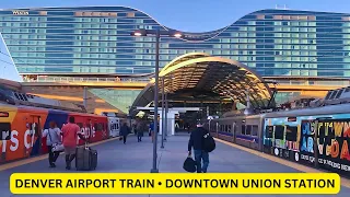 Train from Denver International Airport to Downtown Denver Union Station RTD A Line Transit