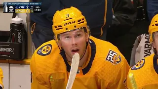 Nikita Zadorov hits Michael McCarron in game 3 vs Predators (26 apr 2024)