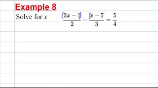 GCSE Maths Revision - Solving linear Equations (2) Involving fractions