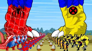 SPIDER GODZILLA VS WOLVERINE, DINOSAURS,KONG, T-REX: Monsterverse Who Will Win | Godzilla Cartoon