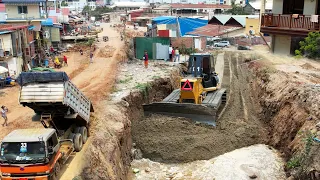 Road Construction Project Of Village! Amazing New Komatsu Dozer D41p Showing Action Repair The Road