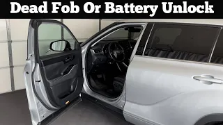 2020 - 2022 Toyota Highlander - How To Unlock & Open With Dead Battery Or Remote Key Fob Not Working