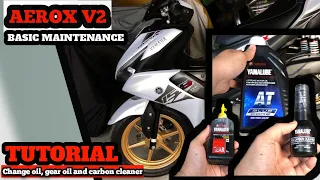 Aerox V2 Change oil, gear oil and carbon cleaner|Change oil tutorial|Basic Maintenance|Jeffogitv