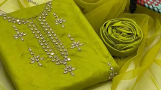 Beautiful Mirror Work on Kurti Design 2023 ||Organza Duppata lace design #Latest Dress Designing