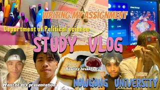 Study vlog-1 writing my assignment and went to give presentation.🧚‍♂️🥪📚